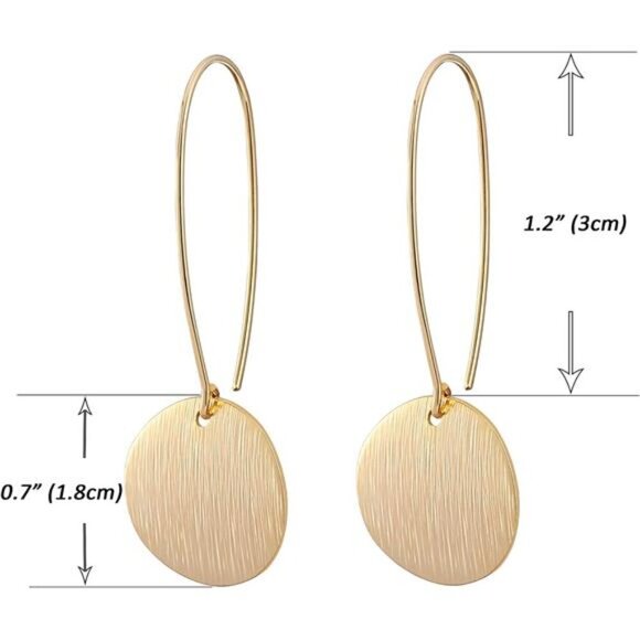 Long Gold Circle Simicircle Ball Dangling Earrings for Women Lightweight Circle - Picture 3 of 7
